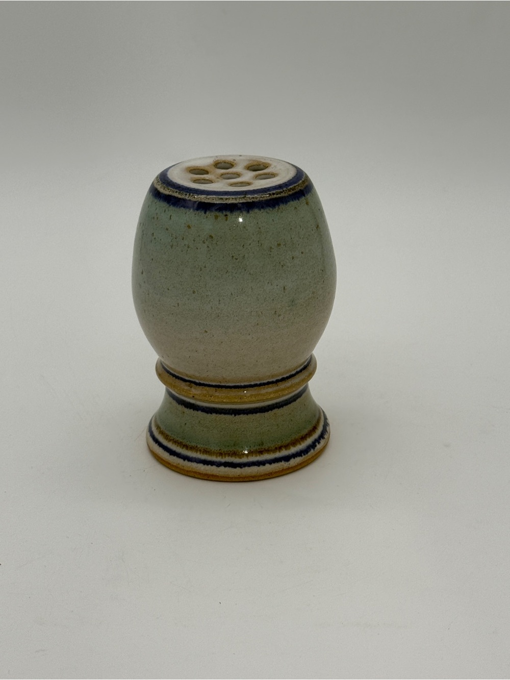 Vtg. (Signed) Hand-Thrown Studio Glazed Art Pottery Flower Frog Or Potpourri Jar